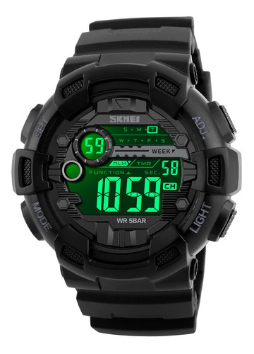 Imagen 2 de 6 de Reloj Grande Digital Pantalla Negra Skmei Hora Doble 1423