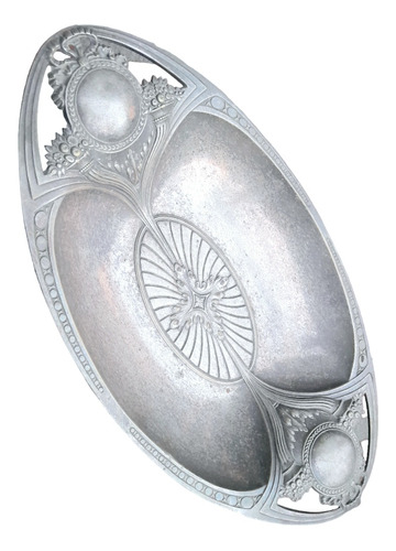 Antigua Bandeja Oval Estilo Wmf Alpaca Plateada Art Nouveau