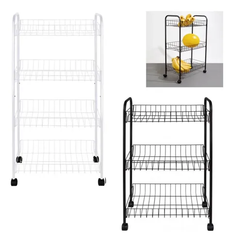 Kit Organizador 4 Andares Branco + Fruteira 3 Andares Preto