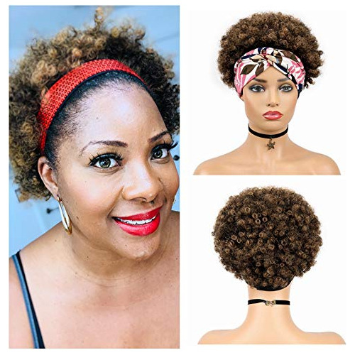 Quantum Love Headband Wig Afro Curly Human Hair Wigs D91xu