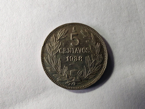 Moneda Chile 5 Centavos 1938 Níquel Unc (x1206