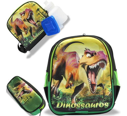 Kit Mochila Escolar Infantil Costas G Dinossauro F1