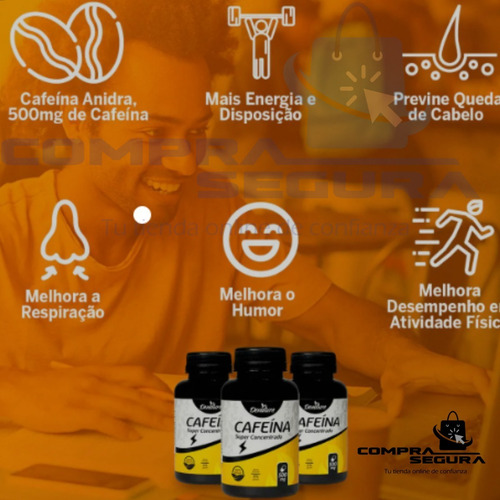 Imagen 3 de 7 de Cafeína Super Concentrada 500mg 120 Cápsula Softgel Denature