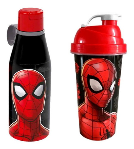  Plasútil kit infantil do homem aranha com garrafinha e copo shake 530ml 