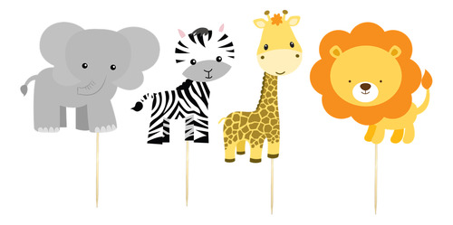 Cotillon Personalizado Animalitos Selva Con Bolsitas X 15
