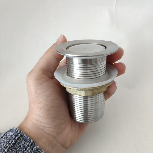 Válvula Inox 1 1/4 Ralo Pia Banheiro Lavatório Cuba Acabamento Brilhante Cor Cinza-inox