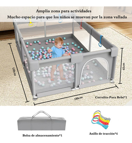 Babeefly Corralito Para Bebe Corral 1.8m X 1.5m De Juegos Bebés Niños Corrales Para Bebés Corralitos Plegable De Juegos Bebés Y Niños Corralito Corral De Seguridad Gimnasio Para Interior Exterior