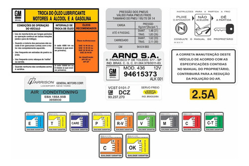 Kit Adesivos Advertência Selo Caravan 4cc Álcool 1989 Opl40