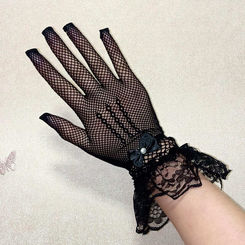 ª Elegantes Guantes Cortos De Encaje Guantes De Boda A La