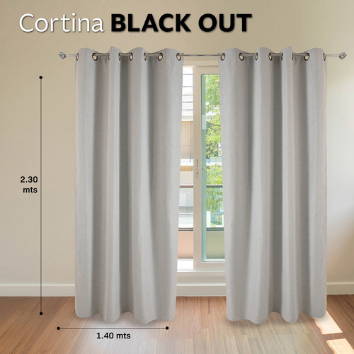 Cortinas 100% Blackout Largas 140x230cm Tres Capas Hogar Gris Haspeado