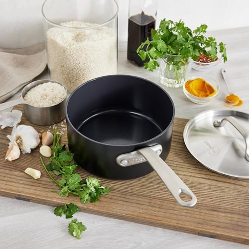 Greenpan Craft Noire 2.2 Qt Saucpan Con Tapa, Antiadherente