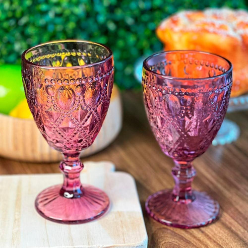 Jogo 6 Taças Para Água Vinho De Vidro Breeze Marsala 330ml