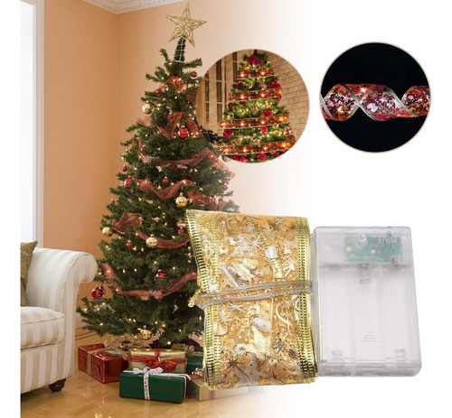 3 Luces De Cinta Navideñas, Luces Para 2m 20 Rojo Claro
