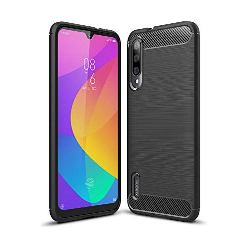 Funda Xiaomi Mi A3 Negra Resistente Textura Fibra Carbon