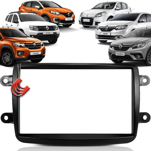 Moldura Painel 2 Din Dvd Mp5 Duster Sandero Logan Captur Jp