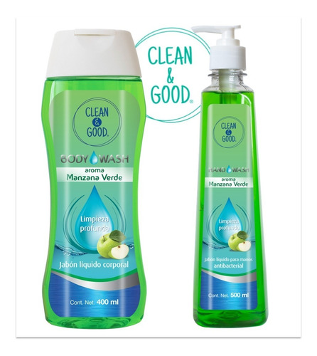 Paquete De Body Wash + Hand Wash Con Aroma A Manzana Verde