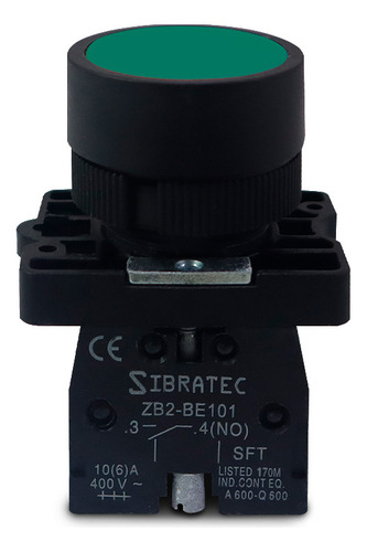 Botao De Impulso Plastico Verde 22mm 1na Sibratec XB2-EA31