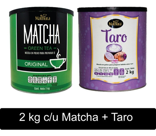 Combo De Lata Matcha Green Tea + Lata Taro 2kg C/u.