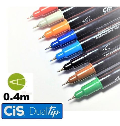 Caneta Brush Cis Dual Tip 2 Pontas 10 Cores