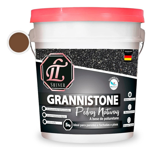 Revestimento Grannistone 5kg Cores Efeito Pedras - Lt Shine Cor Vermelho Falésias