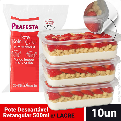 Kit 10 Pote Descartável 500ml Freezer Microondas Marmita Fit