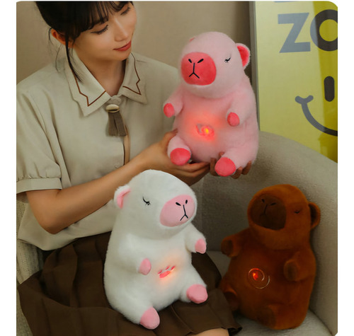 Peluche Capibara Que Respira Calma Ansiedad Para Dormir Colo Rosa