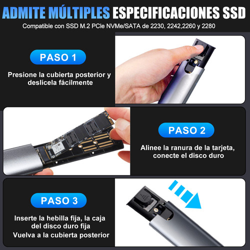Case Gabinete Disco Duro Ssd M.2 Nvme Ngffssd Tipo C Usb 3.2