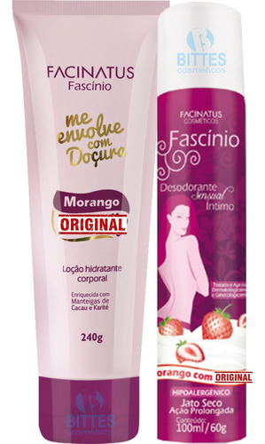 Kit Desodorante Íntimo E Loção Hidratante Facinatus Morango Fragrância Perfumado