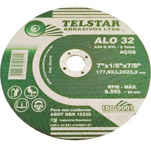 Disco Ferro Telstar 07 X 1/8 X 7/8 2 Telas 301210 - Kit C/1