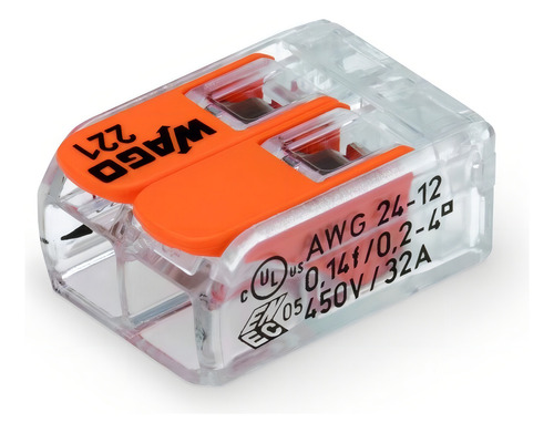 Kit 20x Conector Wago Compacto Emenda 2 Fios Modelo 221-412