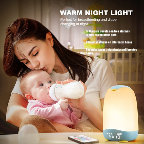 Imagen 5 de 7 de Lámpara Led Mesa Táctil Despertador Recargable Control Bebe