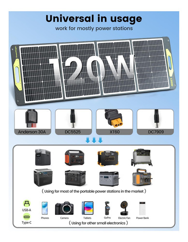 Panel Solar Portátil De 120w, Panel Solar Plegable De 120w,