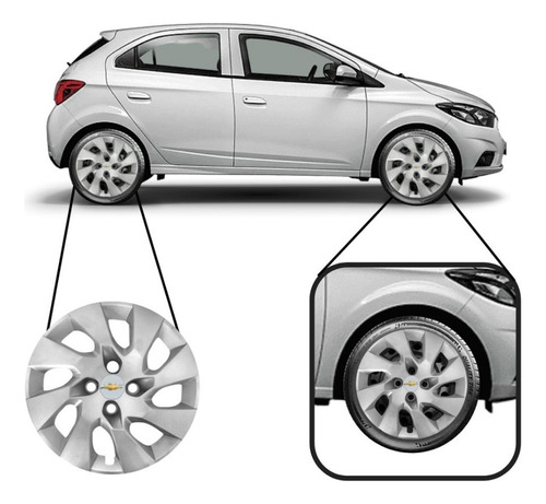 Jogo Calota Aro 14 Gm Onix Prisma 2013 2014 2015 2016