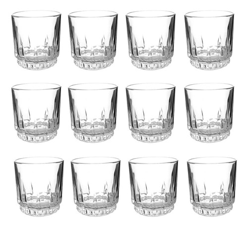 12 Vasos Whiskey Licor Old Fashioned 10 Oz Prisma Rocks Color Transparente