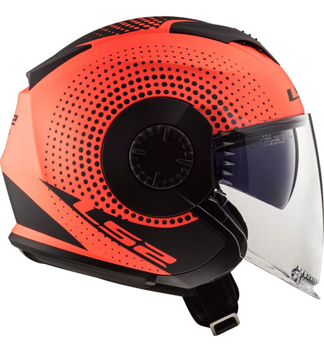 Capacete Ls2 Of570 Verso Spin Fosco Laranja Fluor E Preto