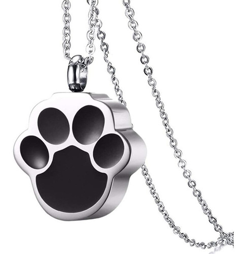 Collar Huella Mascota Relicario Cenizas Acero Perro Gato