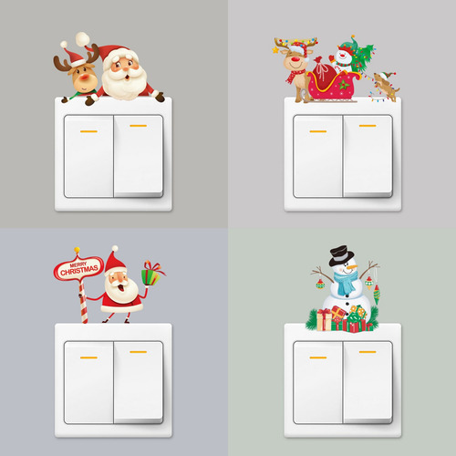 Pegatinas Navideñas De Papá Noel De Pvc Esmerilado Con Forma