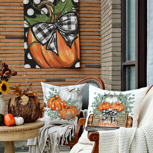 Geeory Fall Pumpkins Trow Pillow Cubre Un Juego De 4 Pulgada