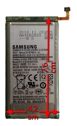 Imagen 4 de 5 de Bateria Samsung S10 Eb-bg973abu 3400 Mah 100% Original