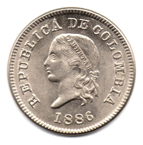 5 Centavos 1886 5 Grande Sin Circular