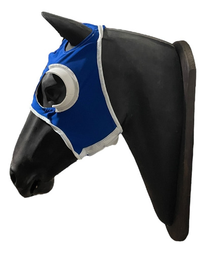 Careta Mascara Pescuecera Elástica Con Goma Par Carrera Turf Azul Y Blanco - Goma Blanca Liso