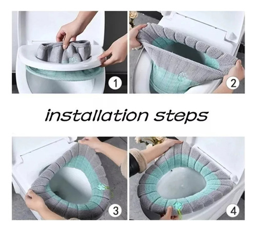 4 Cubre Asiento Funda Lavable Cálida Inodoro Taza Wc Baño,