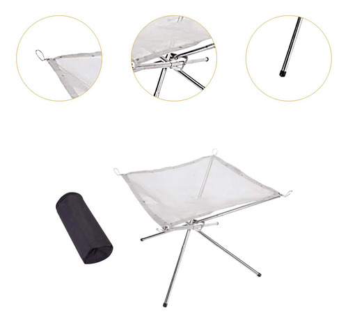 Brasero De Malla Para Fogatas, Soporte Para 56 X 56 X 43 Cm