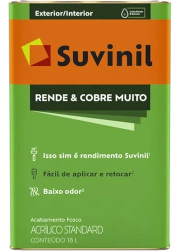 Tinta Acrílica Fosca Cobre Mais 18l Amarelo Canário Suvinil