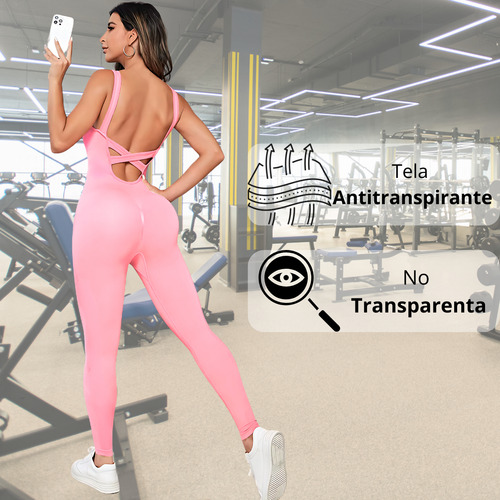 Catsuit Deportivo Largo Invierno Push Up Seamless Premium Rosa Lisa M