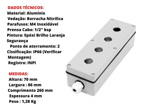Caixa De Botoeira Metálica Em Alumínio Bta-04-22c Kit Com 2