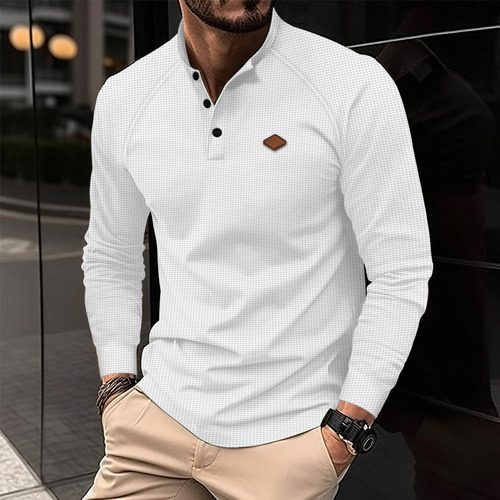 Polo Casual De Manga Larga Para Hombre, Corte Ajustado