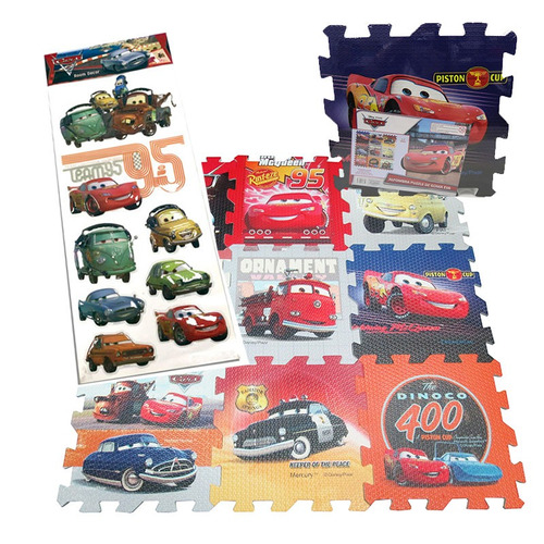 Alfombra Puzzle + Plancha De Stickers Disney Cars