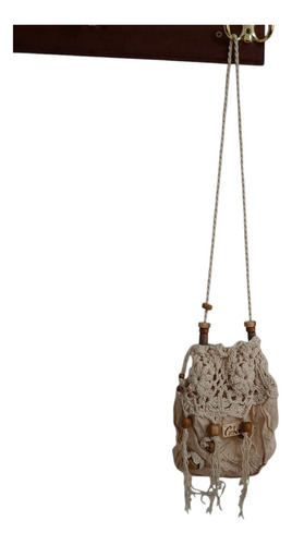 Bandolera Comprada En Cuba Tejida Al Crochet Crema Lisa Níquel Crema