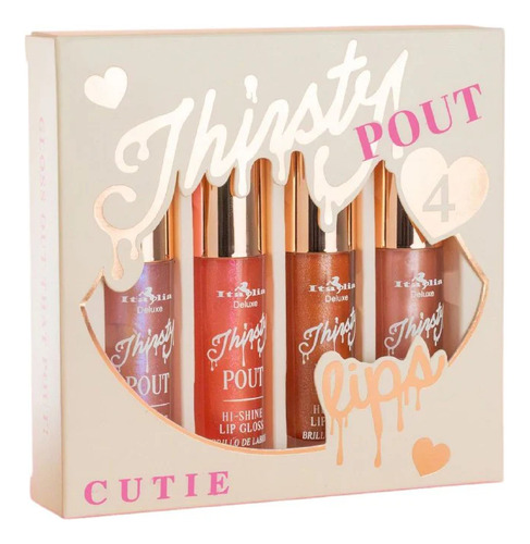 Set Brillo Labial Italia Deluxe Thirsty Pout Gloss 4 Pzas Cutie